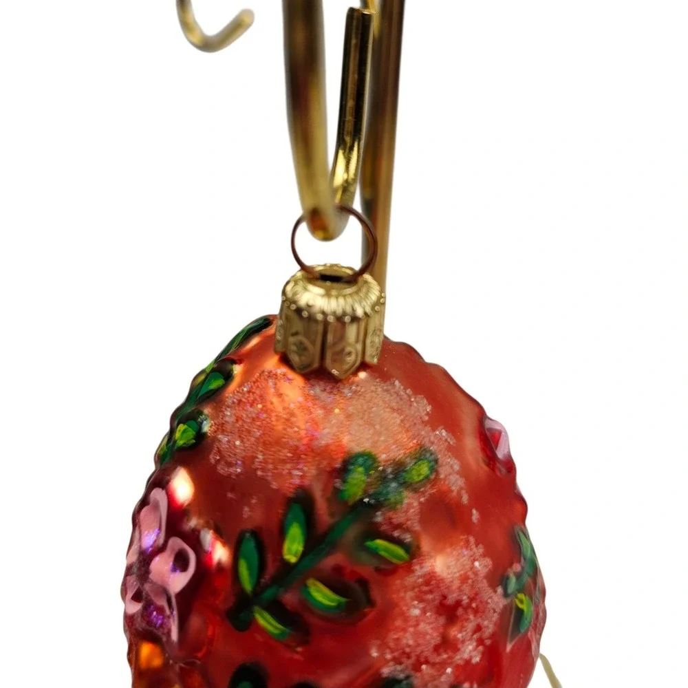 Hand Painted‎ Christopher Radko Ornament Glitter Pink Coral Christmas Decor